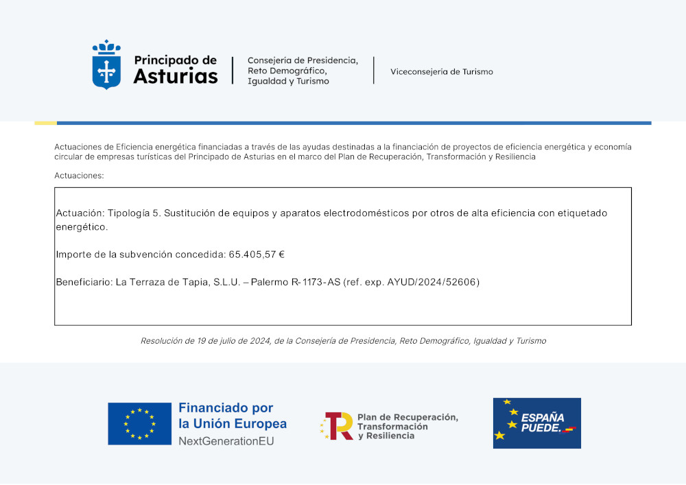Proyectos de eficiencia energética y economía circular de empresas turísticas del Principado de Asturias en el marco del Plan de Recuperación, Transformación y Resiliencia
